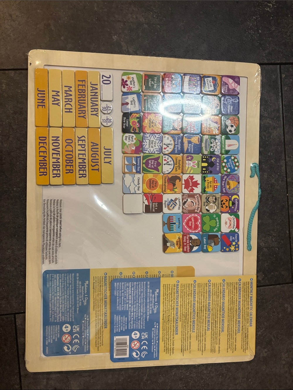 Melissa & Doug Blue and Yellow Monthly Magnetic Calendar Board - Picture 2 of 2